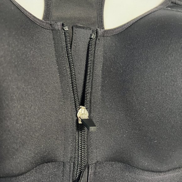 Layer 8 Womens Sports Bra Maximum Support Front Zip Qwick Dry Gym Black Size M - Picture 2 of 5